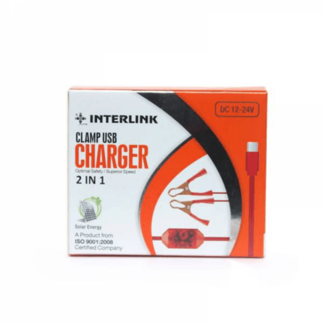 Interlink Clamp USB 2 in 1 Charger with 2.1A output