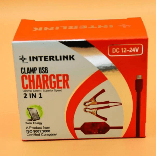 Interlink Clamp USB 2 in 1 Charger with 2.1A output
